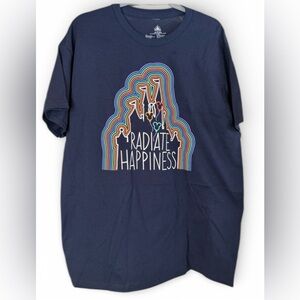 Disney Navy T-Shirt with Colorful Graphic NWT X-Large “Radiate Happiness”
